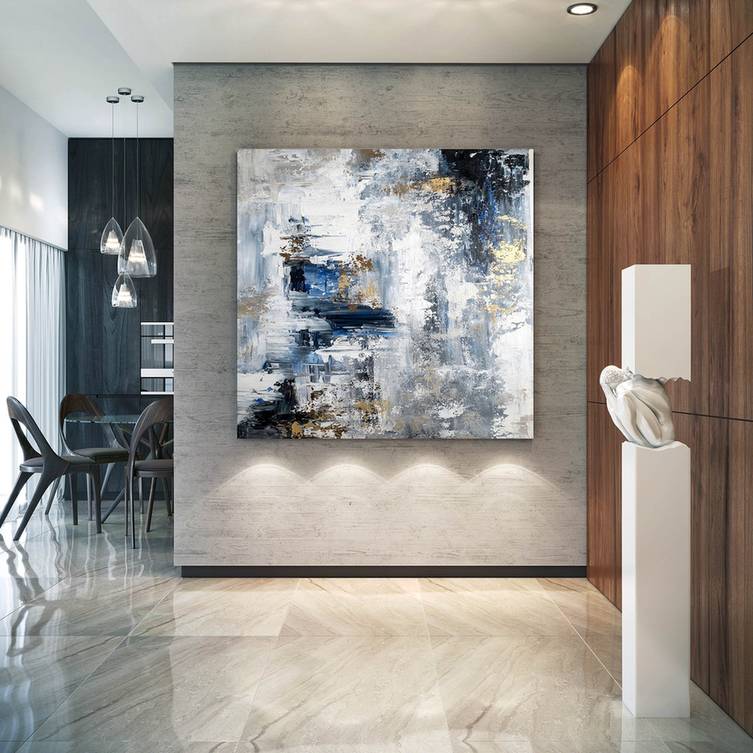 Gold Original Leaf Contemporary Abstract Canvas Artwork EQ8D6