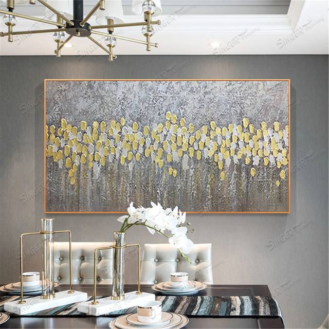 Oversized Original Leaf Abstract Canvas Big Wall Artwork for Office Y8XA4
