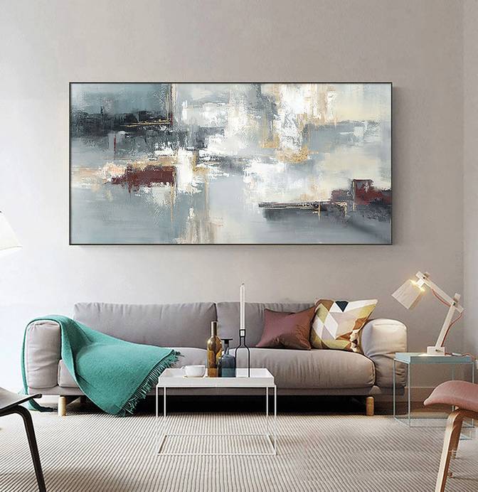 Knife Hand-painted Dining Blue You Abstract Canvas Artwork 4FVCI