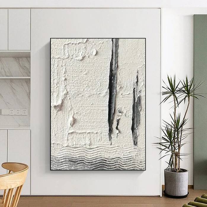 Gray Textured Strokes - beige oversized Big Wall Artwork for minimalist home