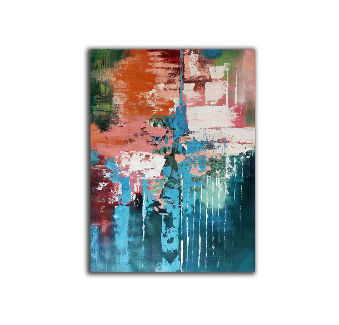 Modern Handmade Original Orange Huge Abstract Canvas Artwork KNE9R