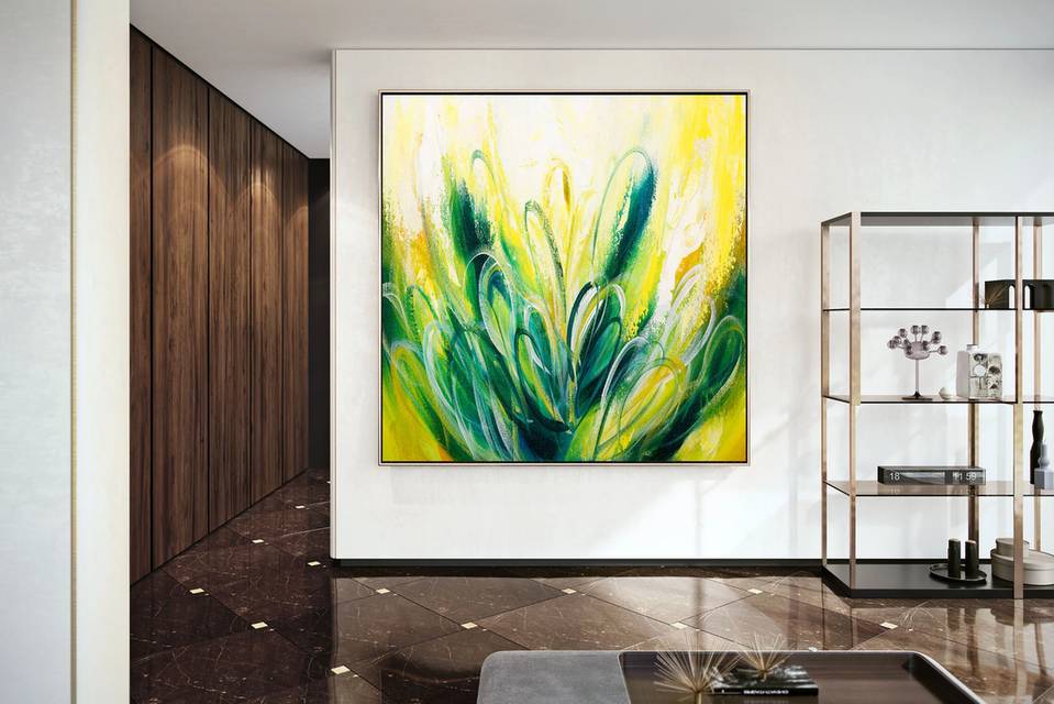 Modern Hand-painted Office Days White Abstract Canvas Huge Wall Art 27G64