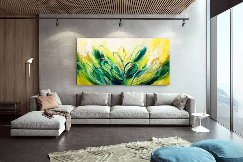 Modern Hand-painted Office Days White Abstract Canvas Huge Wall Art 27G64