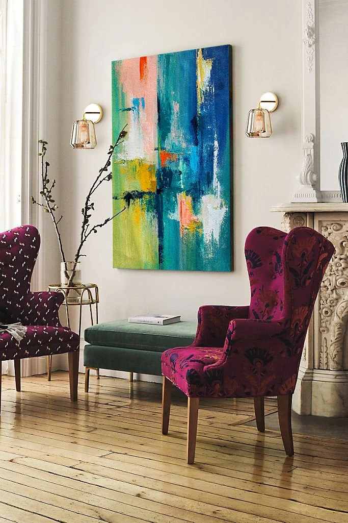Modern Handmade Original Big Not Blue Abstract Canvas Artwork 8ZIUG