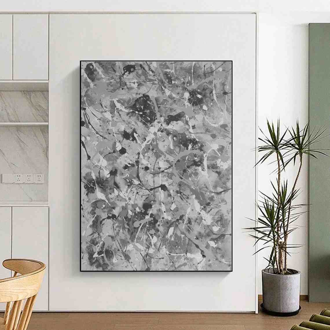 Bold Hand-Painted Gray - wabi sabi canvas for bedroom