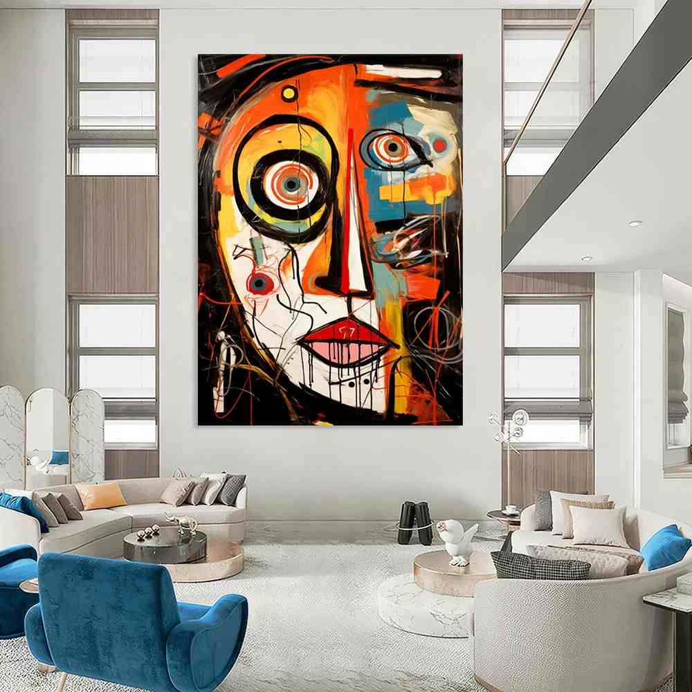Expressionist Original White Face Delivery Abstract Wall Art A9Y10