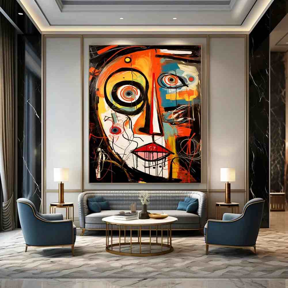 Expressionist Original White Face Delivery Abstract Wall Art A9Y10