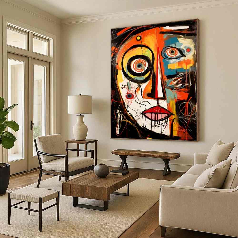Expressionist Original White Face Delivery Abstract Wall Art A9Y10