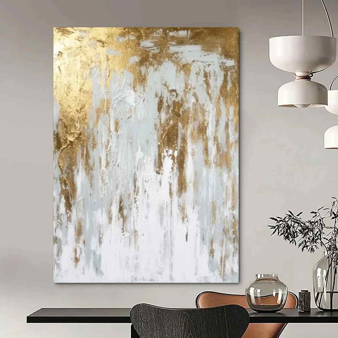 Gray Handmade Entryway Gold Master Canvas Wall Art NSB91