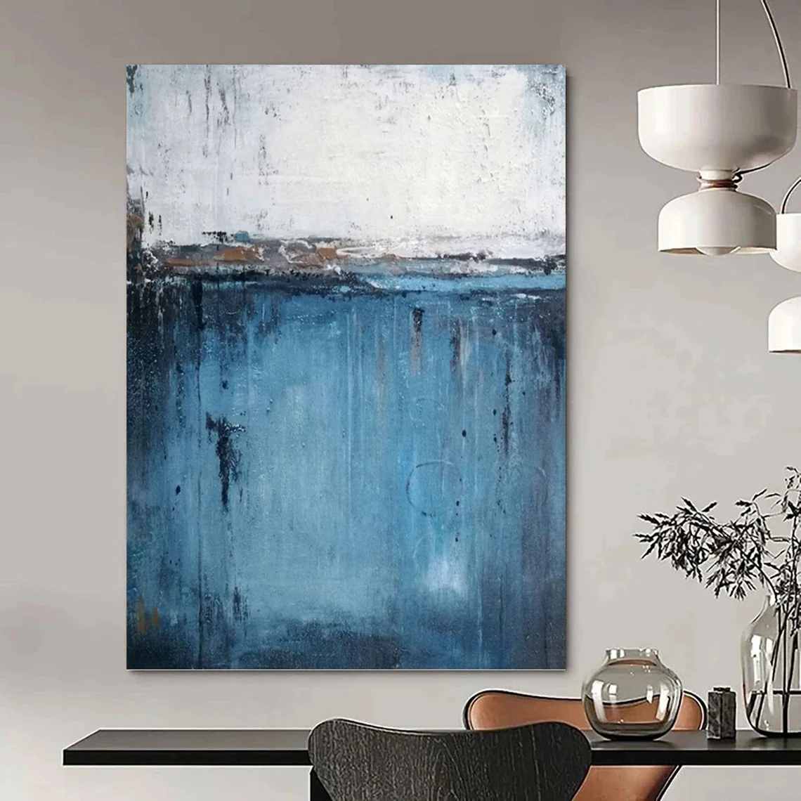 Sellers Handmade Blue Spa Abstract Canvas Artwork S0TM6