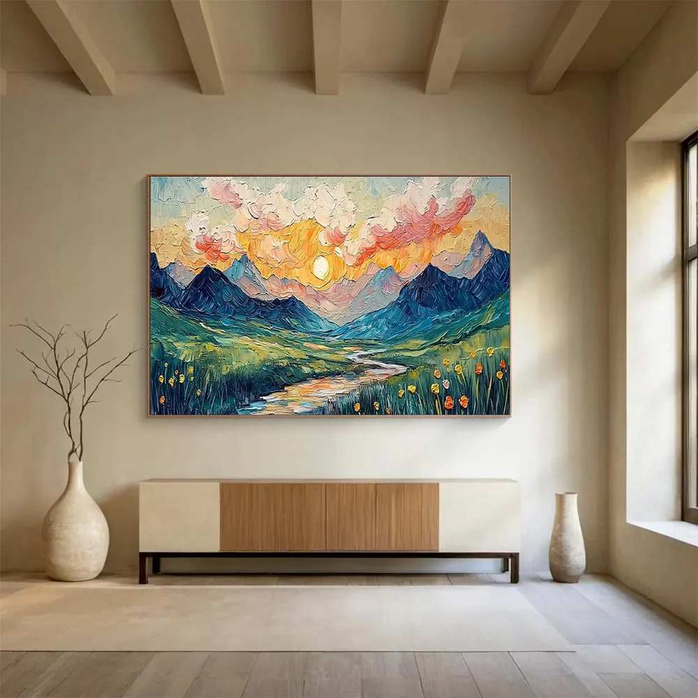 Room Hand-painted Mountain Valley Canvas Large Wall Art WXW9H
