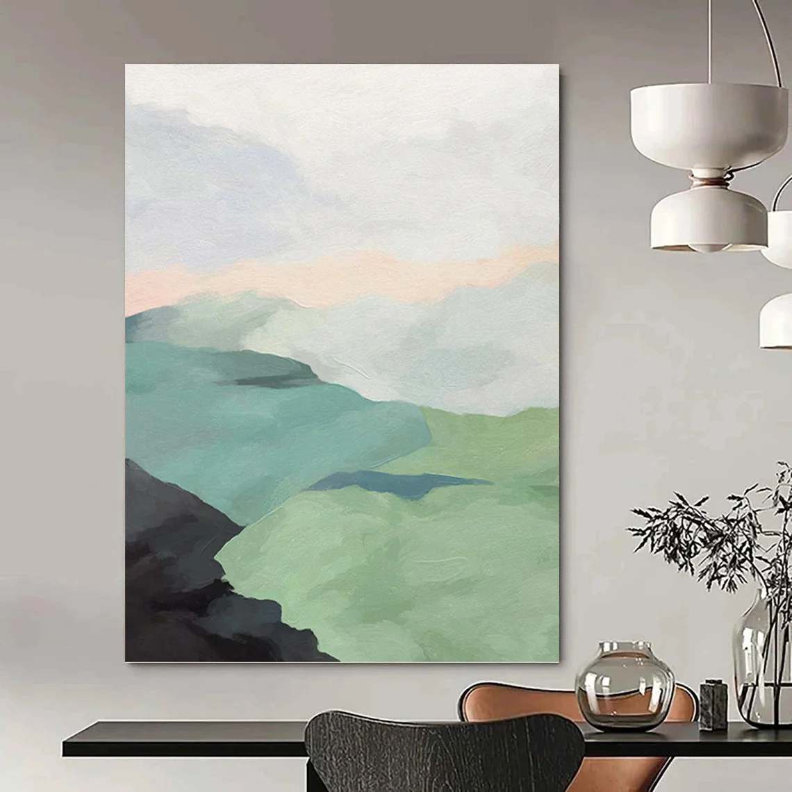Toned Original Handmade Landscape Mountain Landscape Pastel Canvas UW8FB