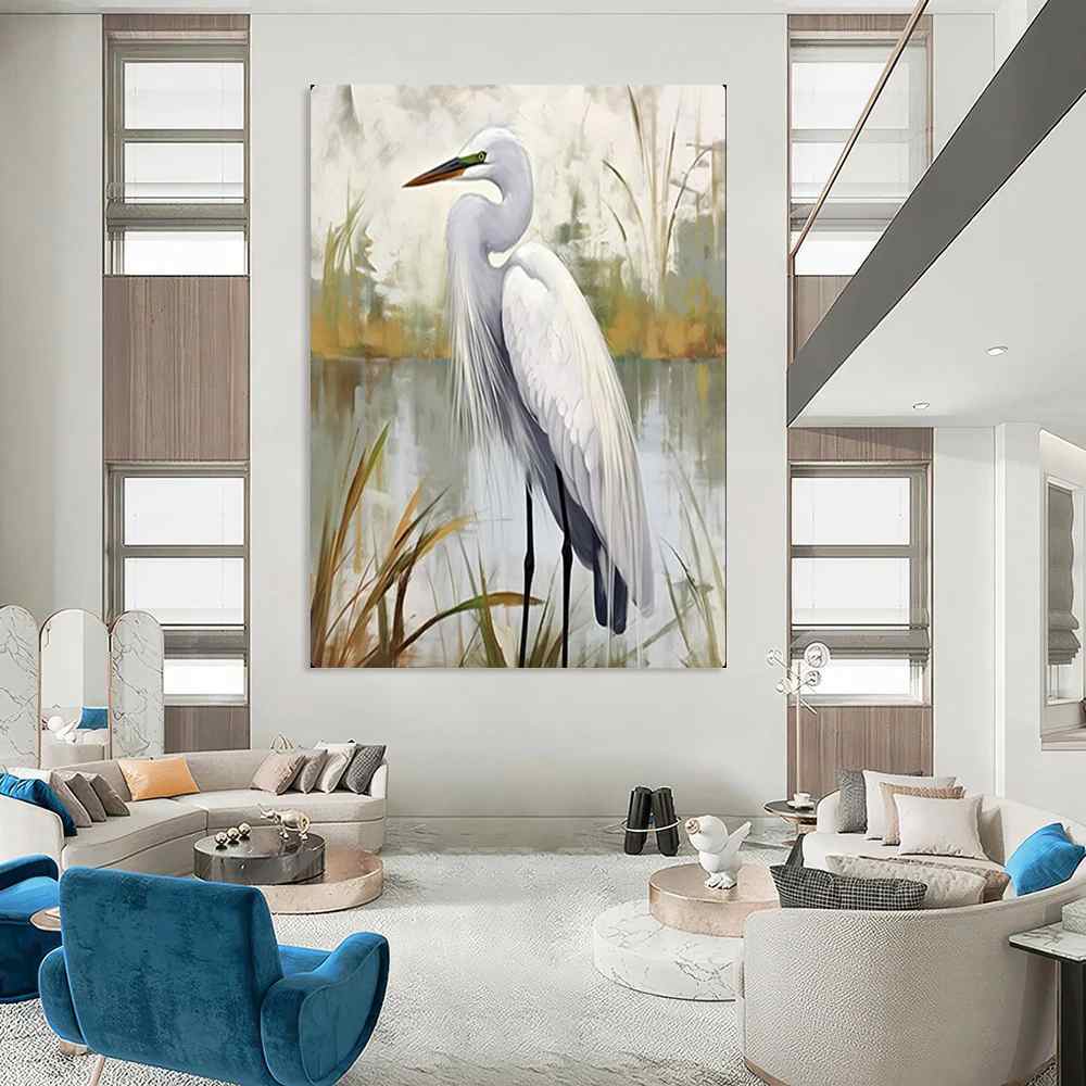 Lover Hand-painted White Nature Green Abstract Extra Large Wall Art 0L9WC
