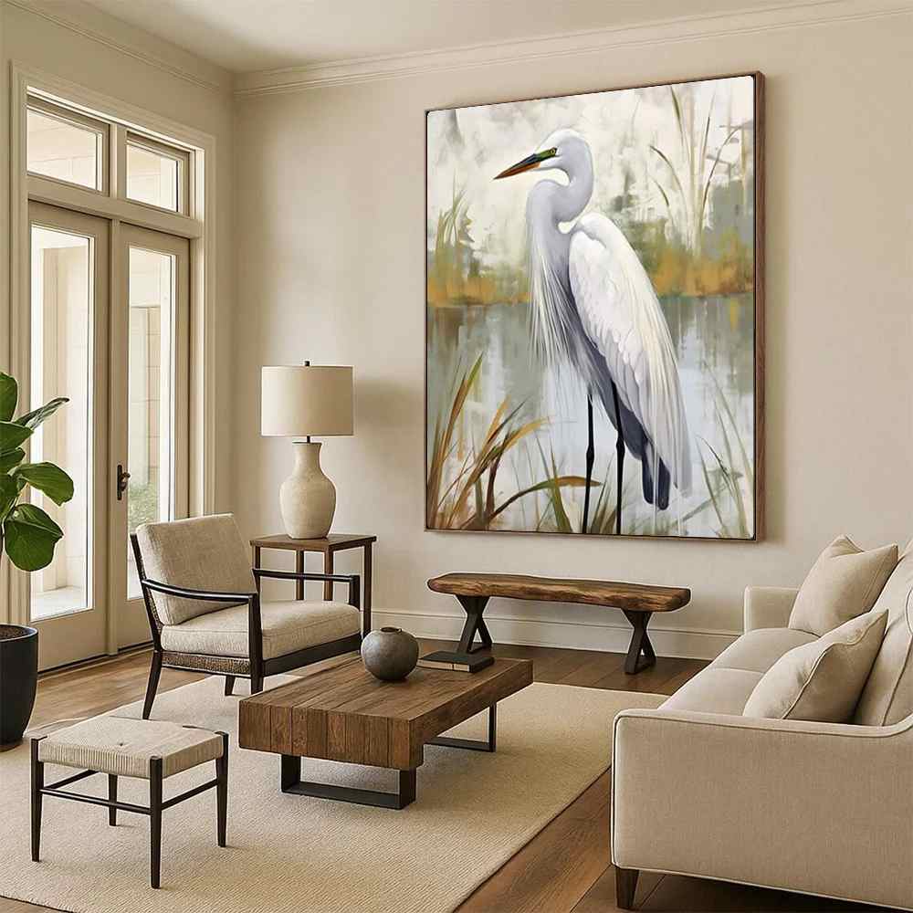 Lover Hand-painted White Nature Green Abstract Extra Large Wall Art 0L9WC