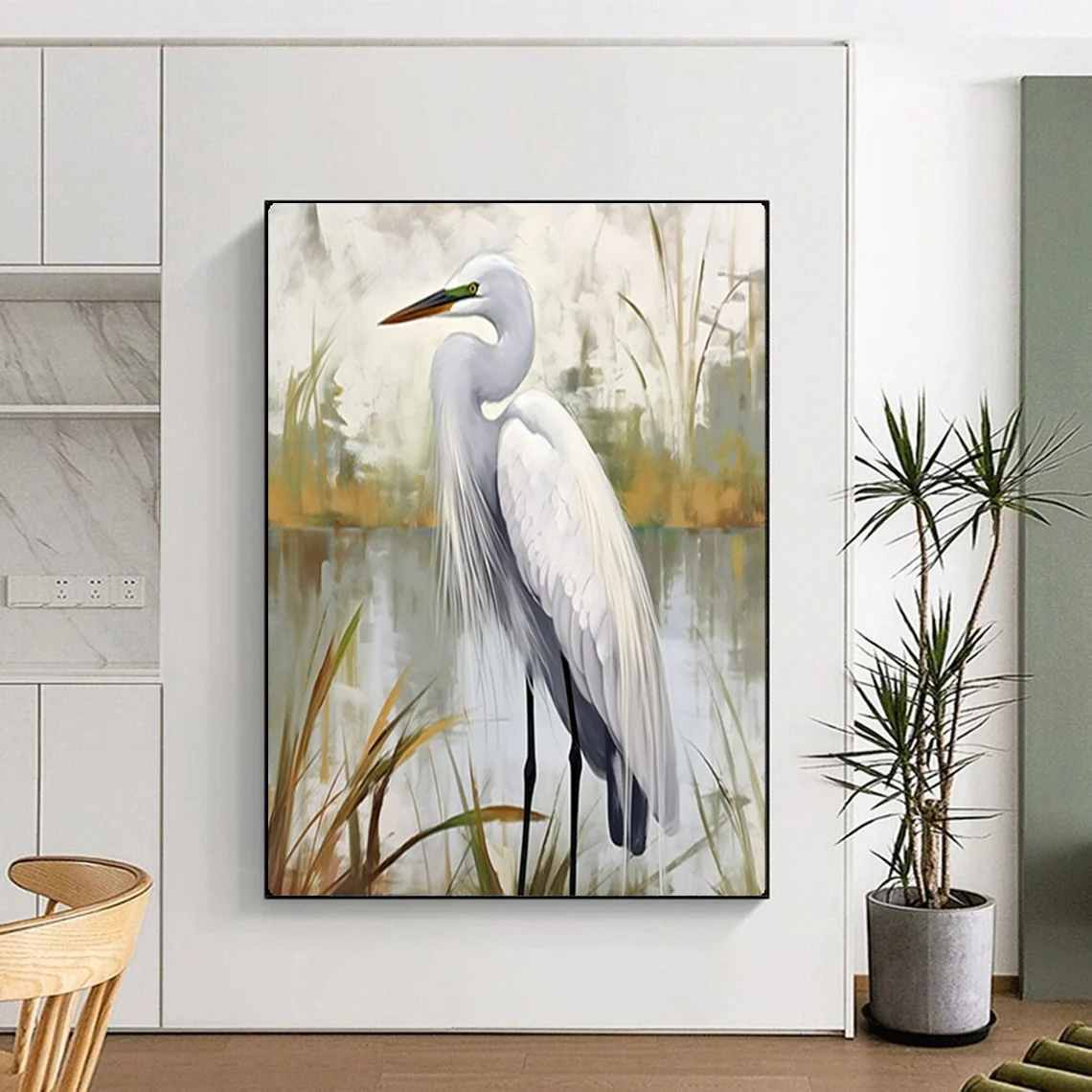 Lover Hand-Painted White large Extra Large Wall Art for living room