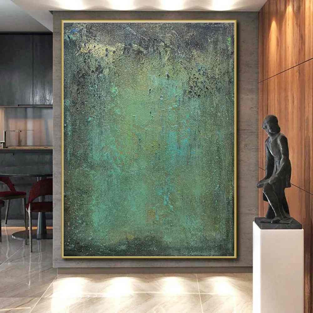 Nature Hand-painted Teal Rustic Extra Large Wall Art CP55P