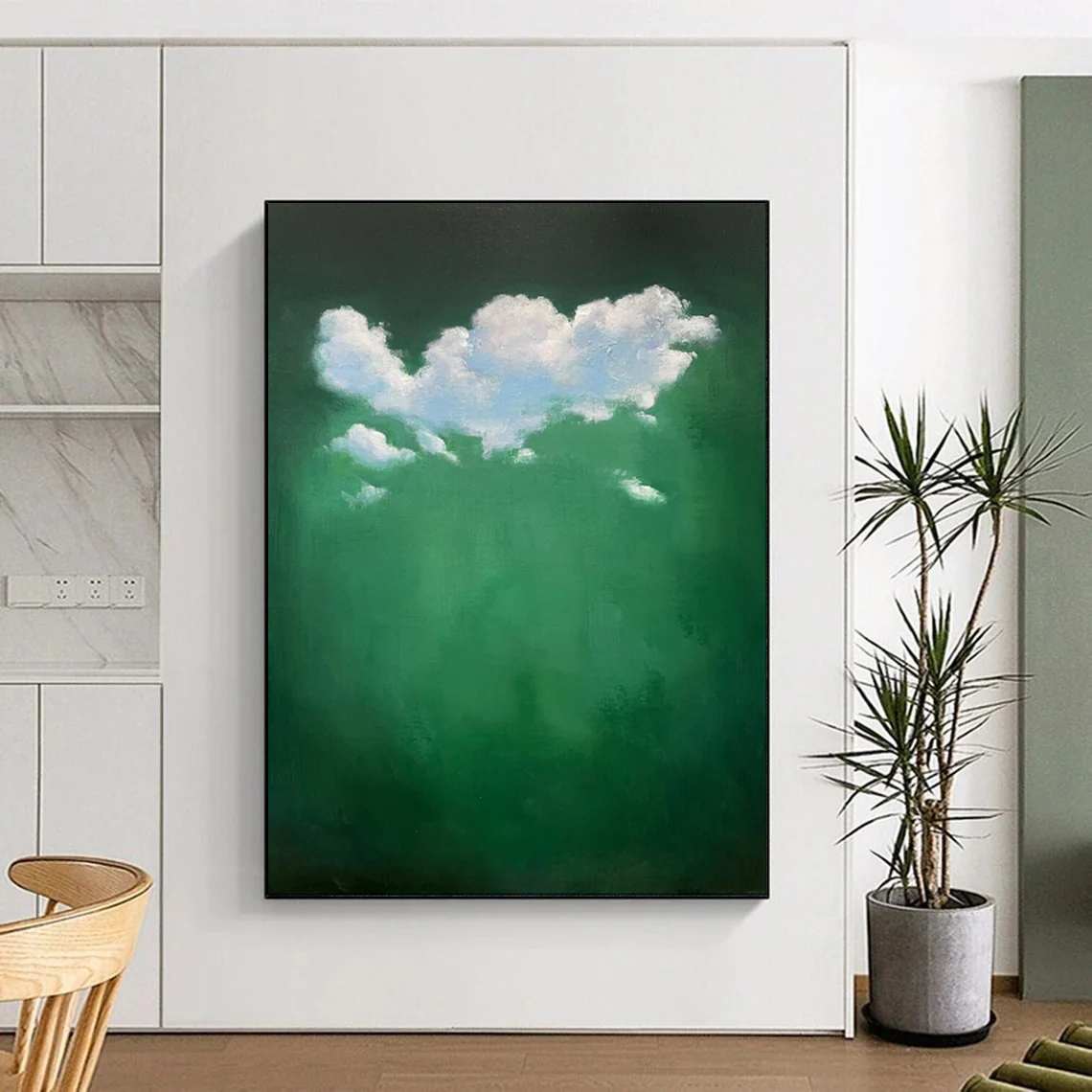 Green Room Clouds luxury canvas for primary bedroom