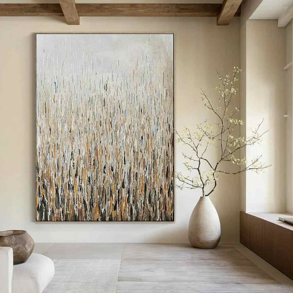 Neutral Hand-painted Natural Textured Abstract Artwork U7M3L