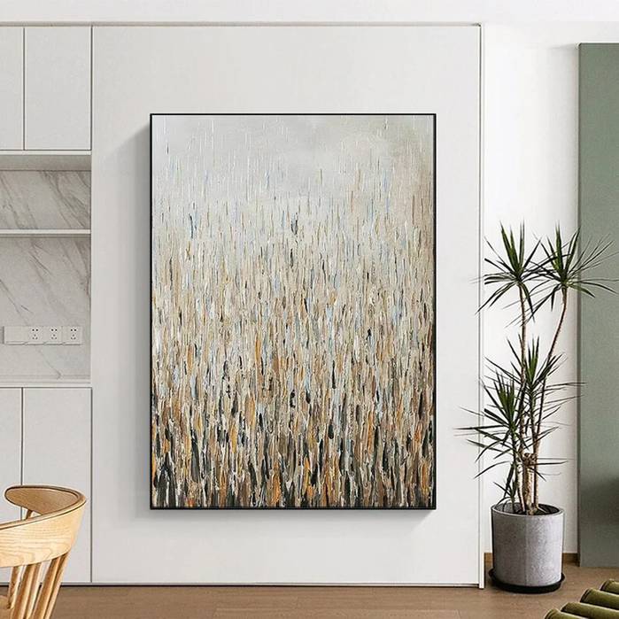 Neutral Hand-Painted Natural oversized boho Extra Large Wall Art for living room