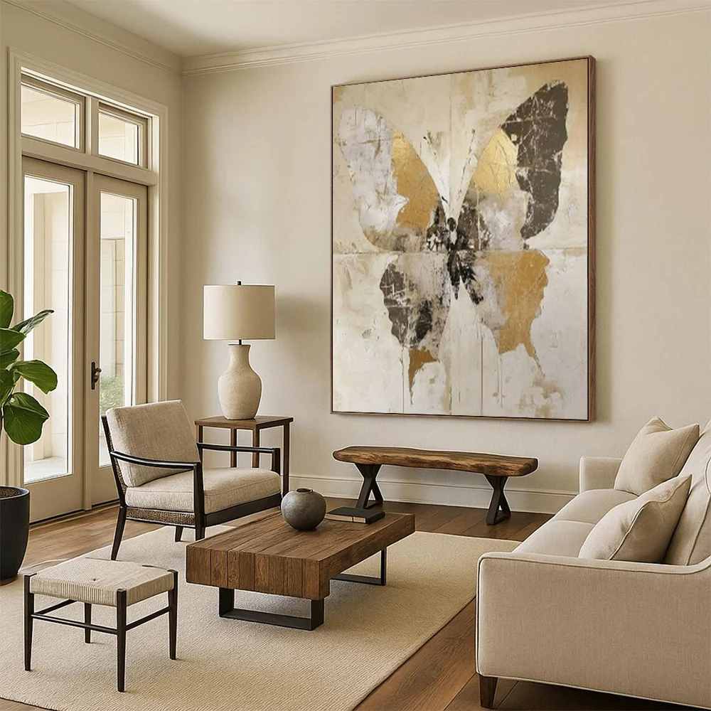 Inspired Hand-painted Boho Bedroom Natural Abstract Artwork GXQ27
