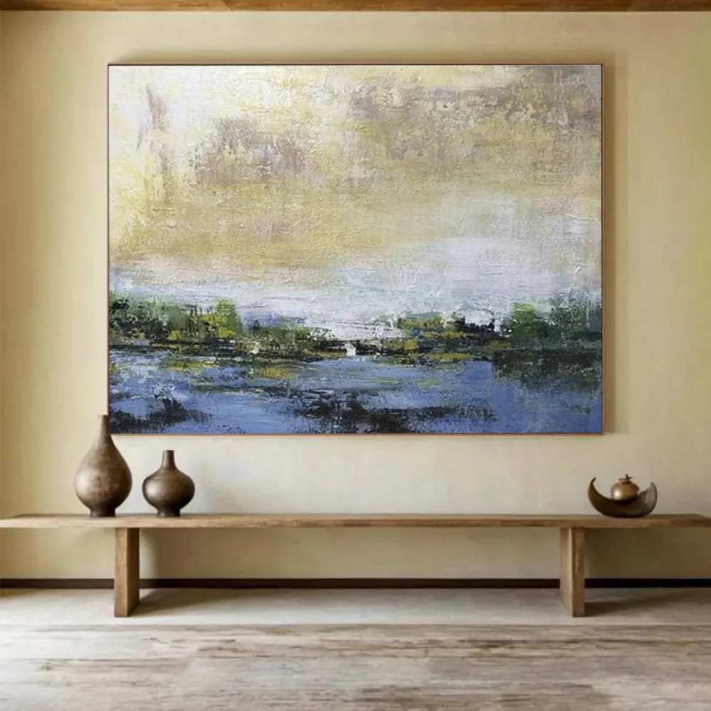 Natural Hand-painted Abstract Artwork for Office IY6U7