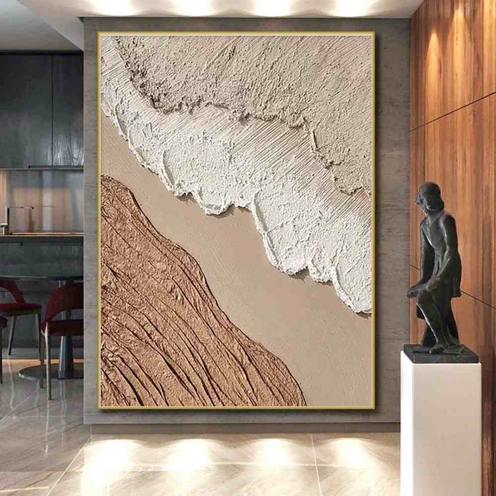 White Hand-painted Handmade Natural Bedroom Canvas Artwork W4C4W