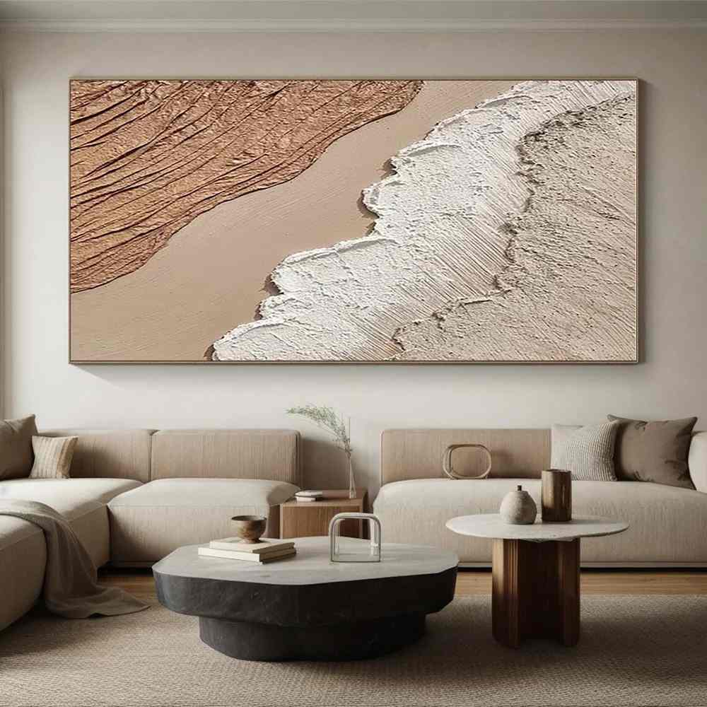 White Hand-painted Handmade Natural Bedroom Canvas Artwork W4C4W