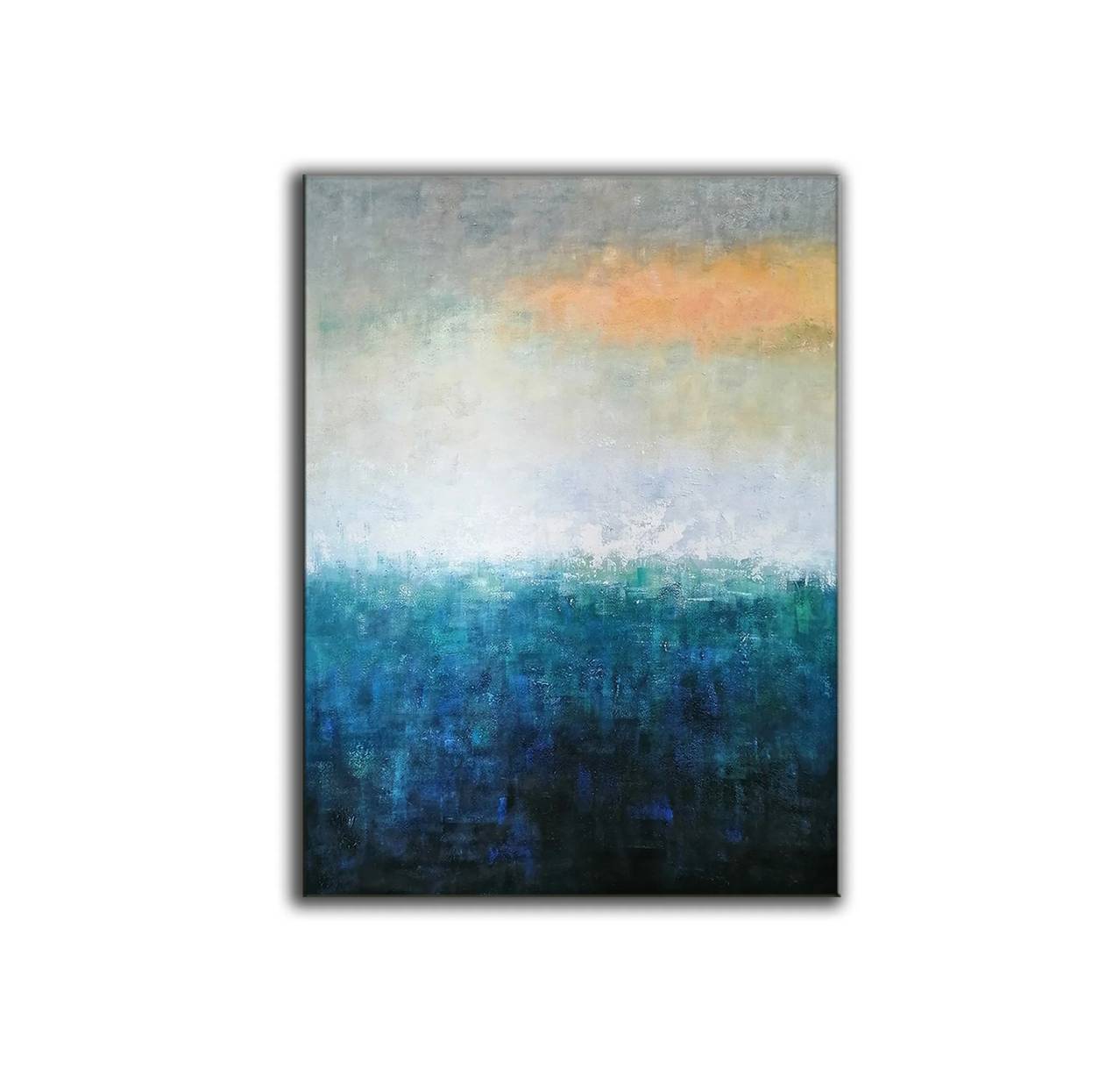 Modern Handmade Original Hallway Navy Abstract Canvas Wall Art B4L1K