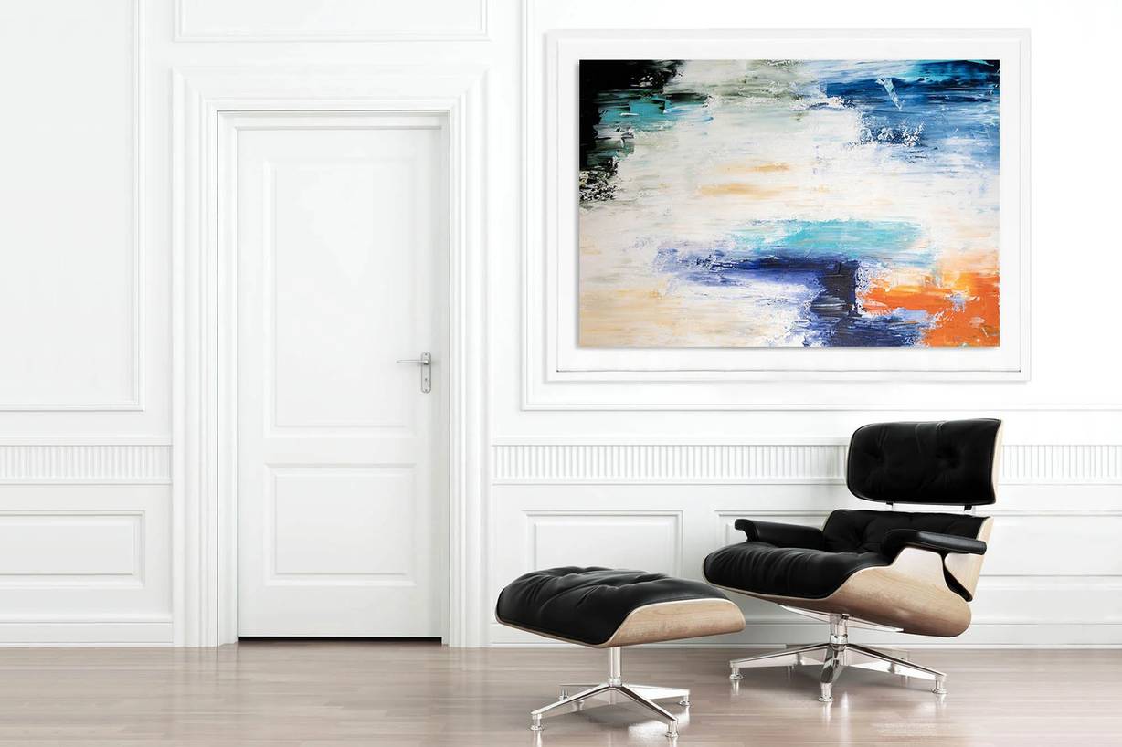 Living Handmade Original Orange White You Abstract Canvas Wall Art XFU7I