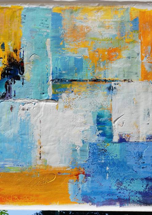 Contemporary Original Knife Palette Yellow Abstract Canvas Wall Art 25BN9