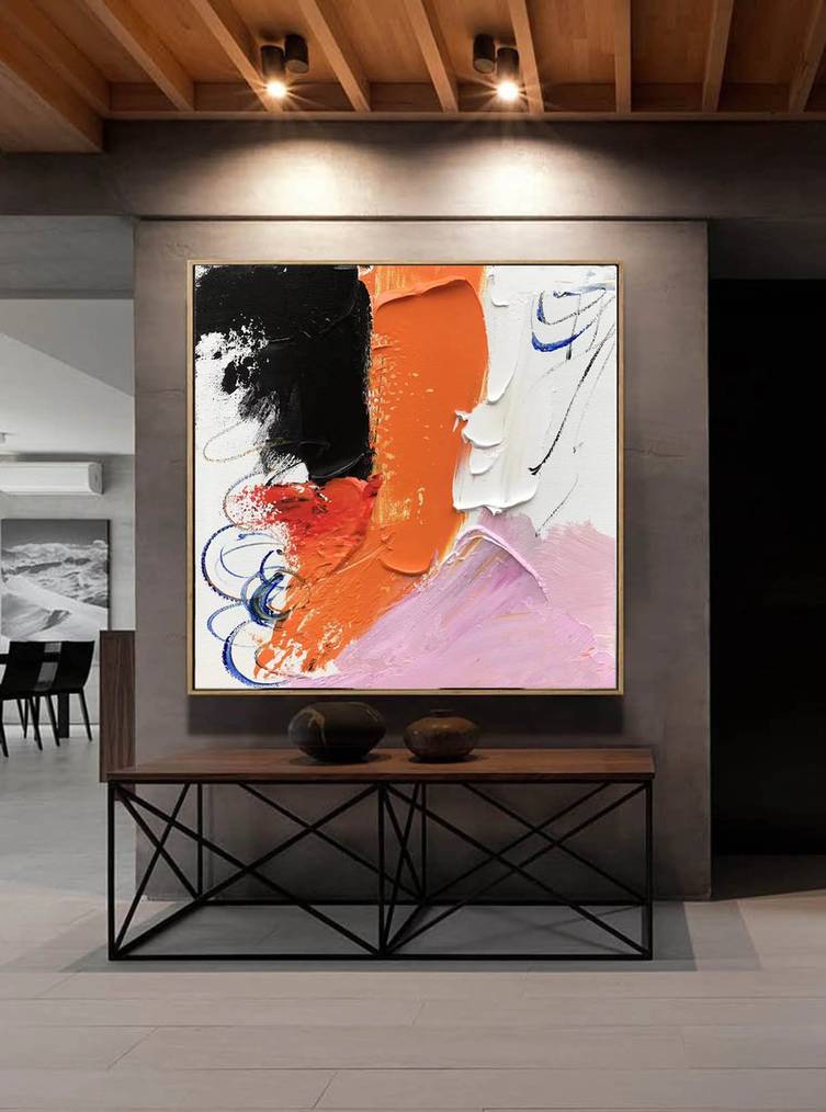 Dining Hand-painted Contemporary Shipping Will Abstract Canvas Wall Art V76AN