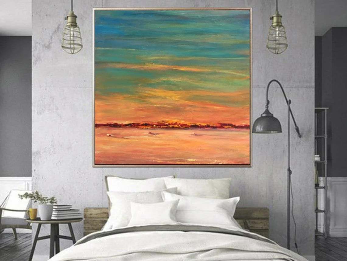 Entryway Handmade Your Sunset White Abstract Canvas Wall Art 3L9MC