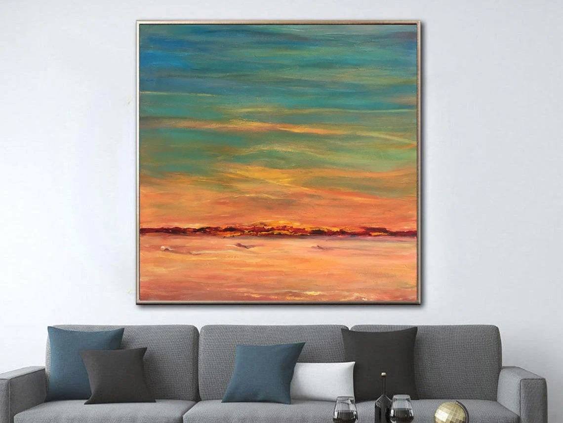 Entryway Handmade Your Sunset White Abstract Canvas Wall Art 3L9MC