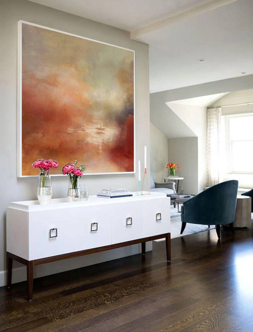 Contemporary Original White Morning Abstract Canvas Artwork VLJ77