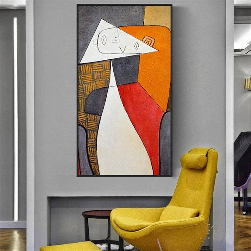Red Hand-Painted Portrait scandinavian neutral wall art for home