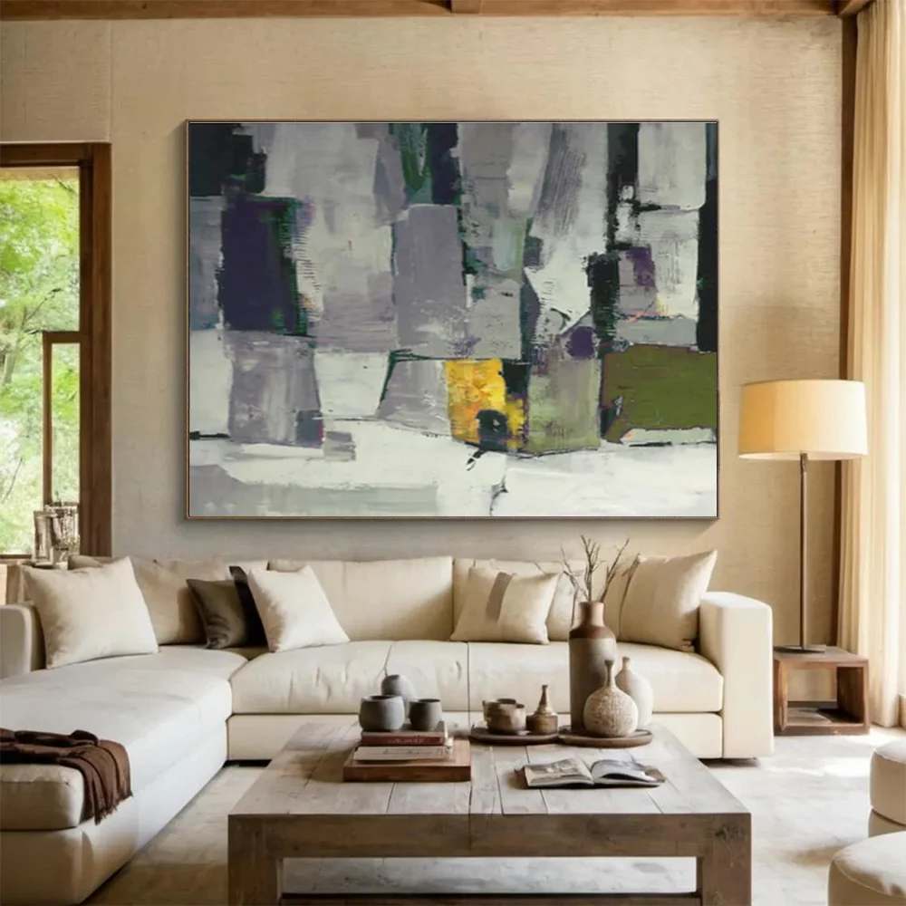 Sellers Hand-painted Shapes Modern Abstract Canvas Artwork 1F07N