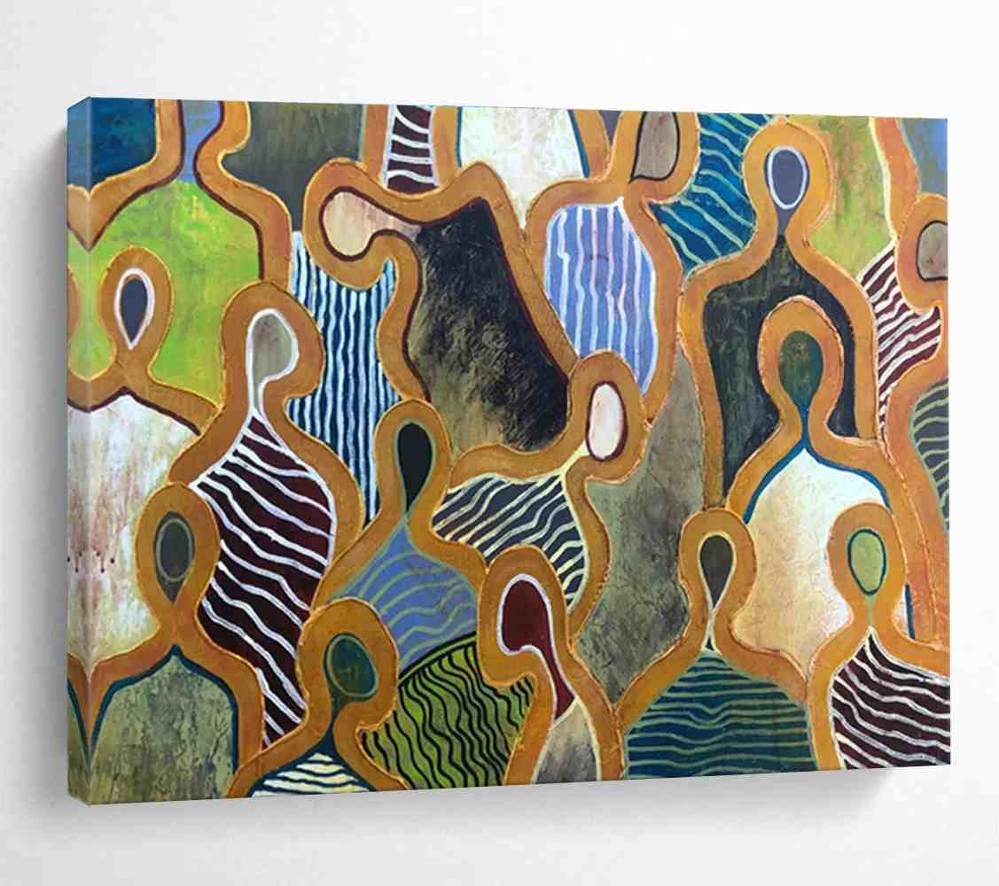 Figure Handmade Abstract Canvas Artwork for Office UCR6U