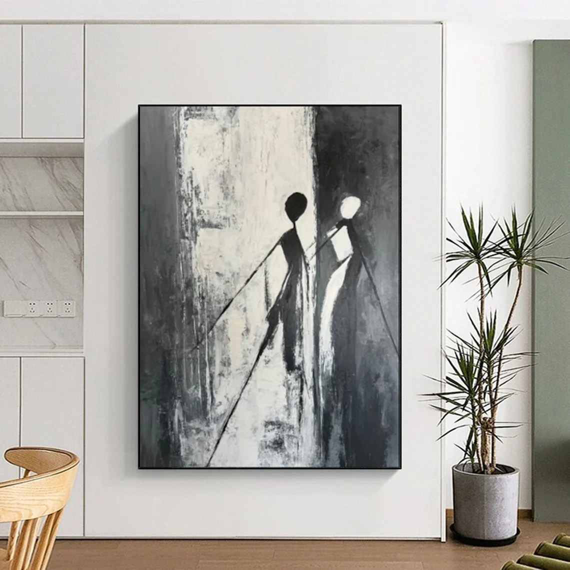 Monochrome Hand-Painted Room handmade oil painting for collection