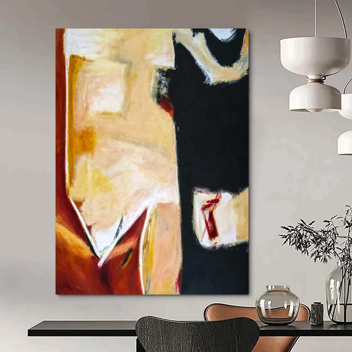 Cozy Hand-Painted Warm oversized fine art for hotel corridor