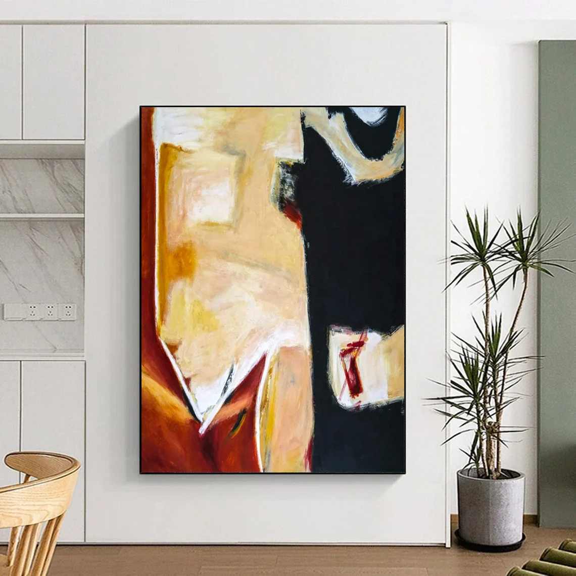 Cozy Hand-Painted Warm giant canvas painting for motel reception