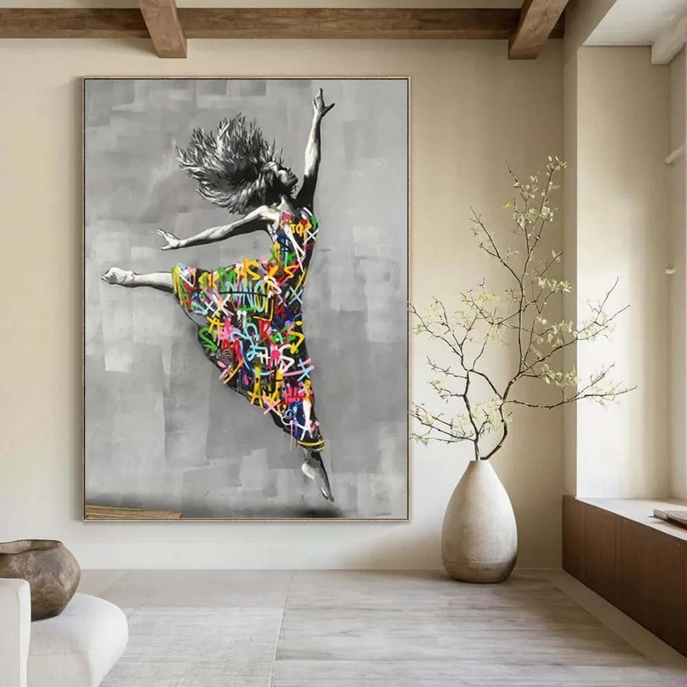 Figure Hand-Painted Sellers oversized boho wall art for living room