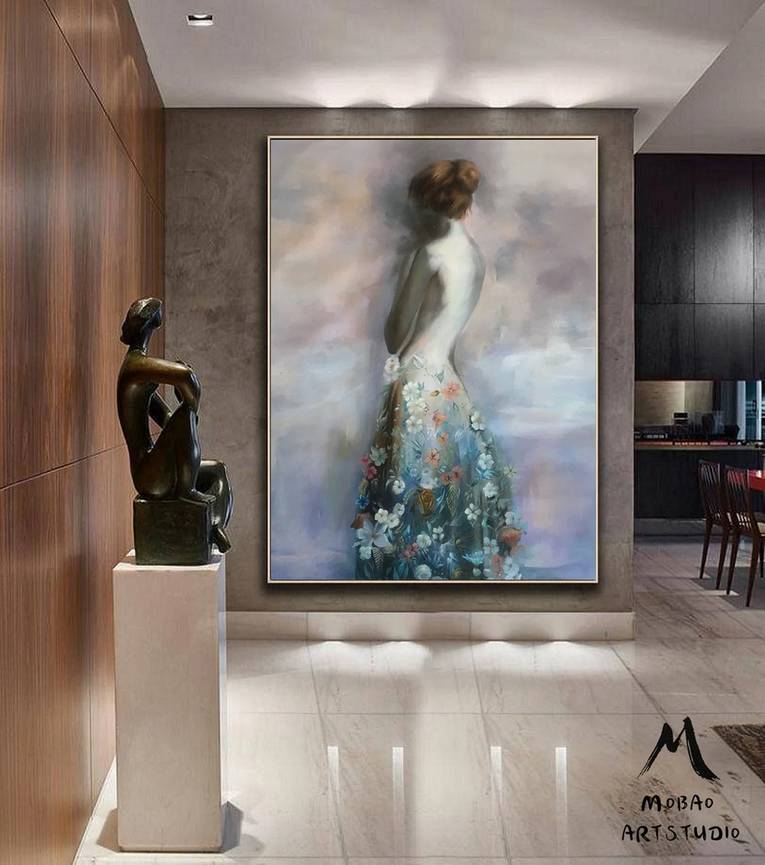 Women Hand-painted Handmade Oversized Nude Painting Abstract Canvas 60LPH