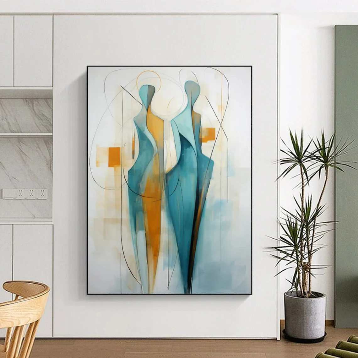 White Figure Minimalist large art for open concept living