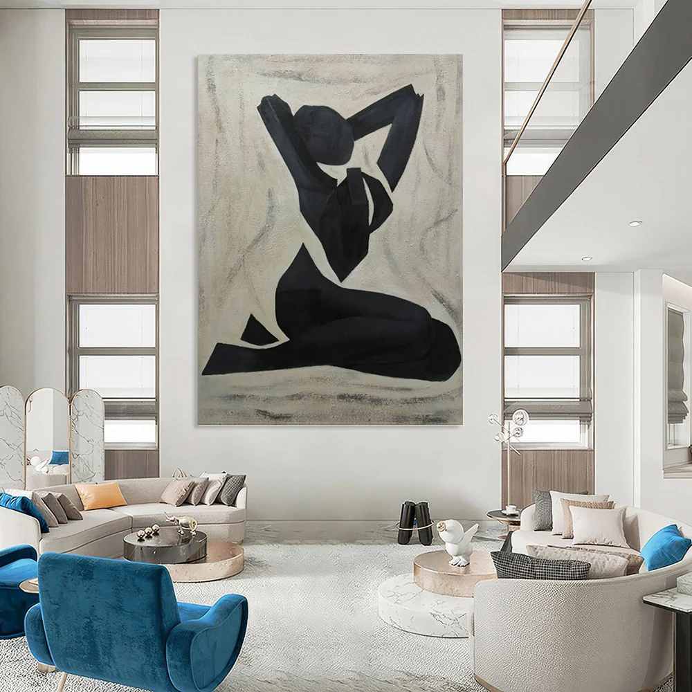 Bold White Figure giant canvas painting for motel reception