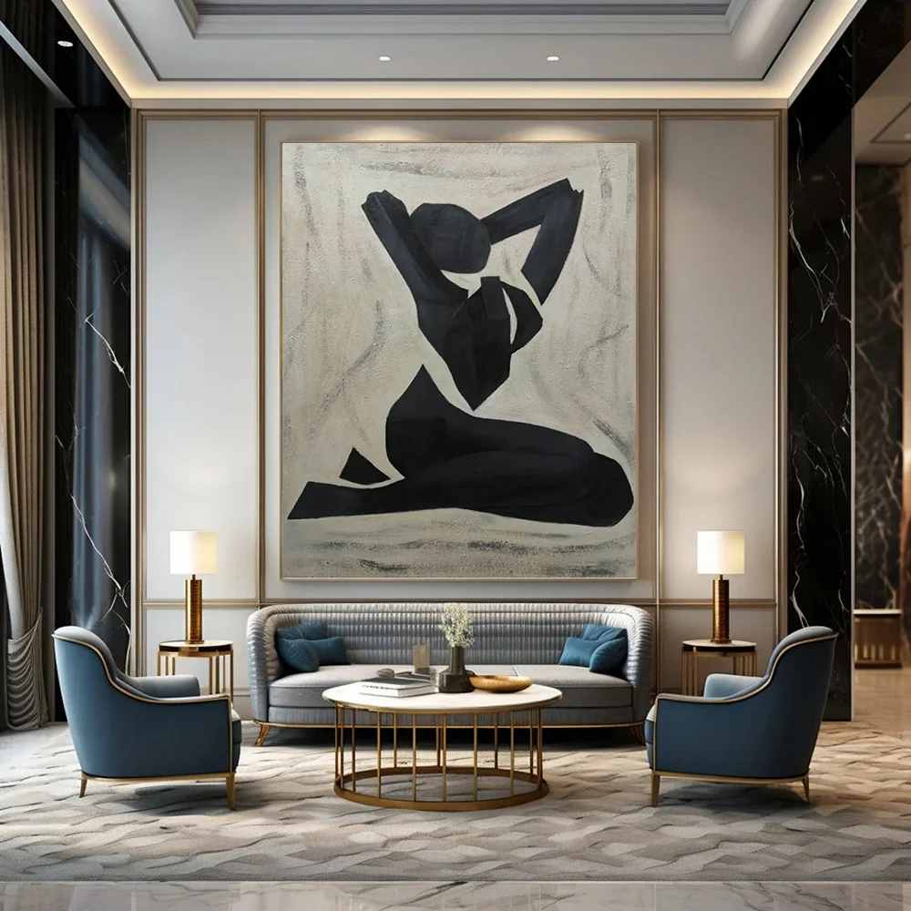Bold White Figure handmade abstract art for office