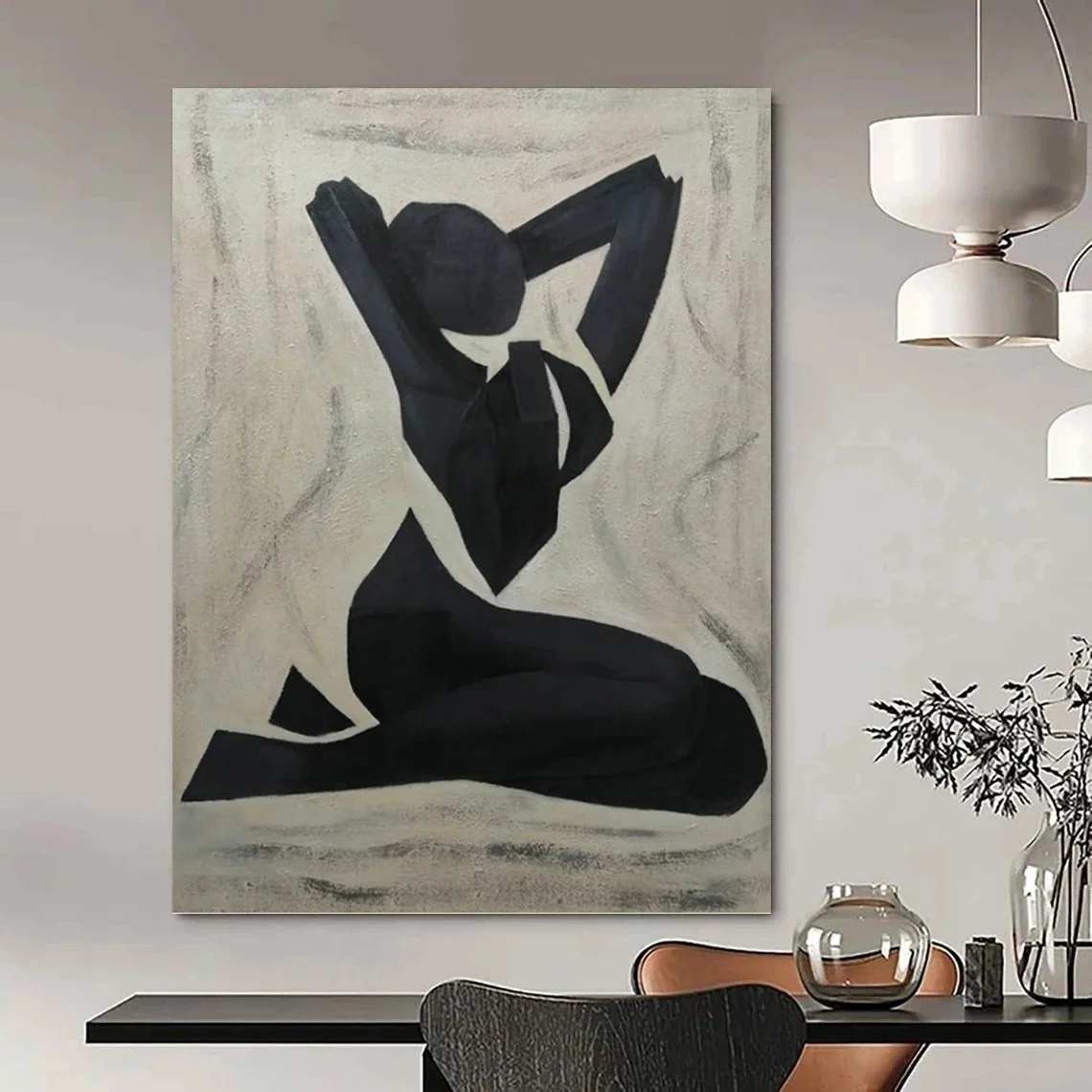 Bold White Figure large black and white wall art