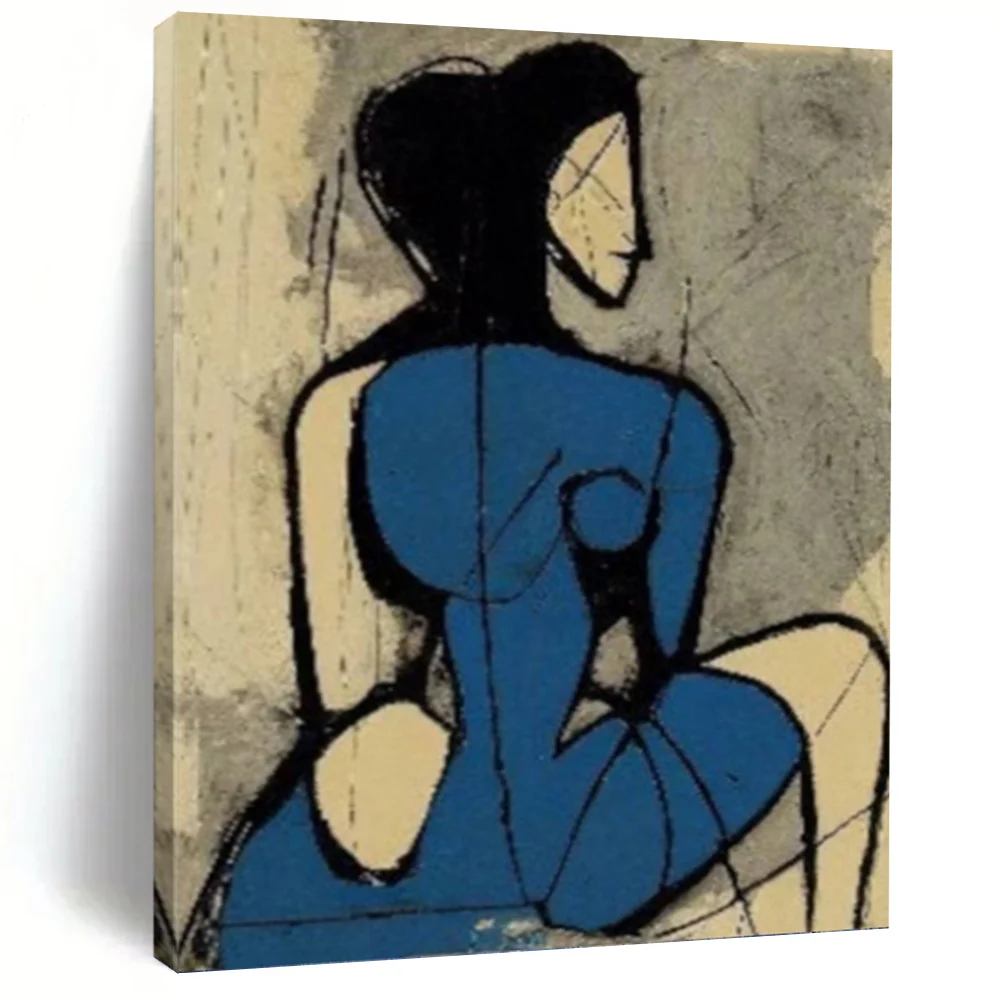 Black Original Handmade Figure Focal Point Abstract Canvas Wall Art LLFC7
