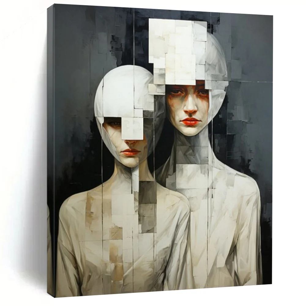 Grey Hand-painted Contemporary Provoking Painting Abstract Artwork 1I05G