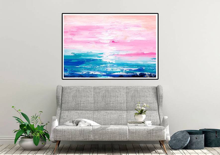 Pink Blue Hallway scandinavian neutral wall art for home