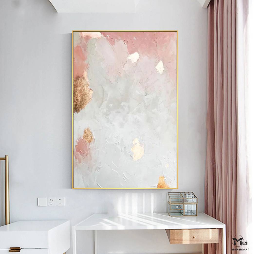 White Hand-Painted Leaf original landscape painting for office